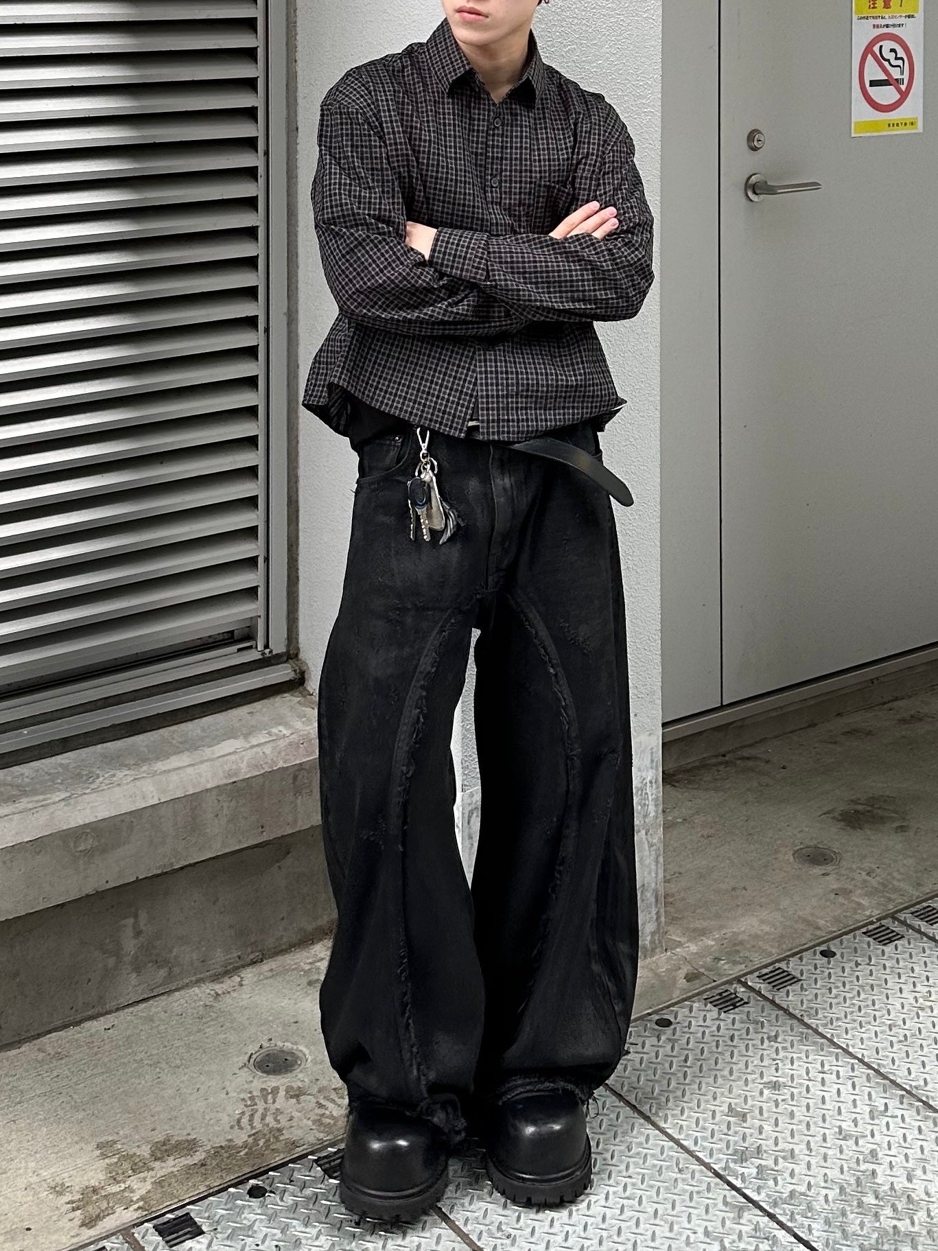 大阪店WEB限定受注制【Chikashitsu +】modern crop check shirt (2color)