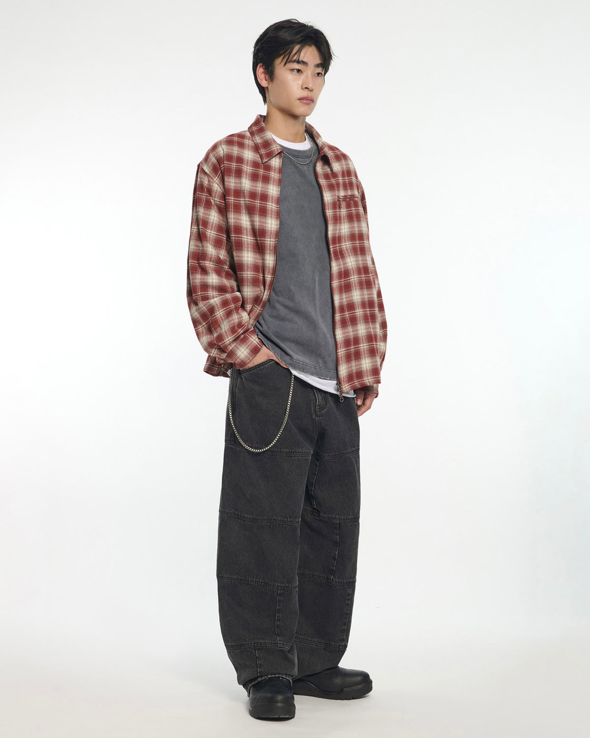 【NOMANUAL】FLANNEL FULL ZIP CHECK SHIRT