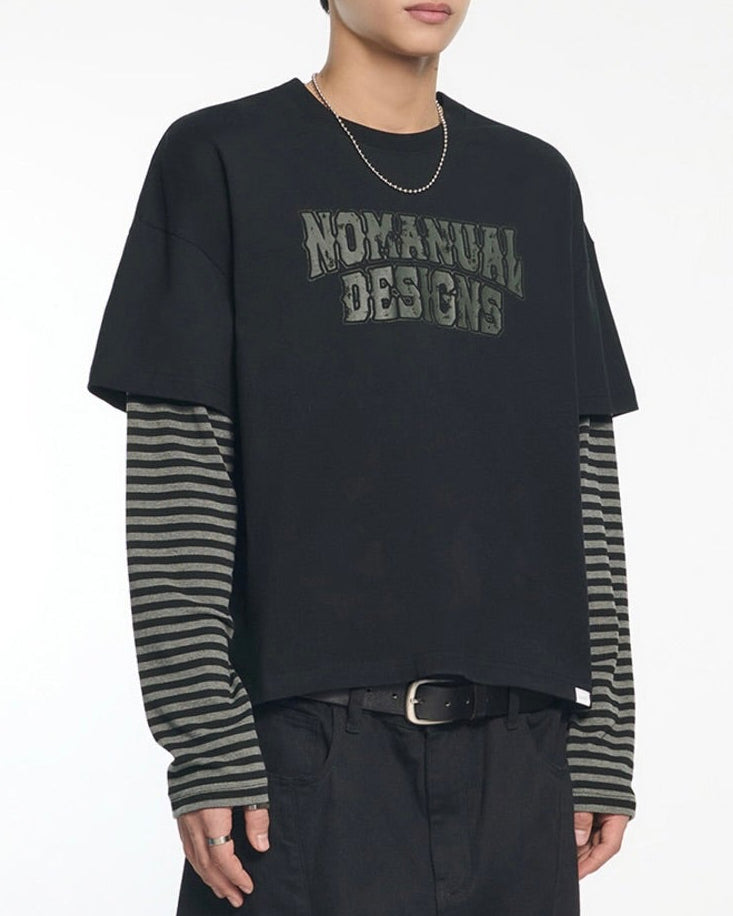 【NOMANUAL】STRIPE LAYERED LONG SLEEVE TEE