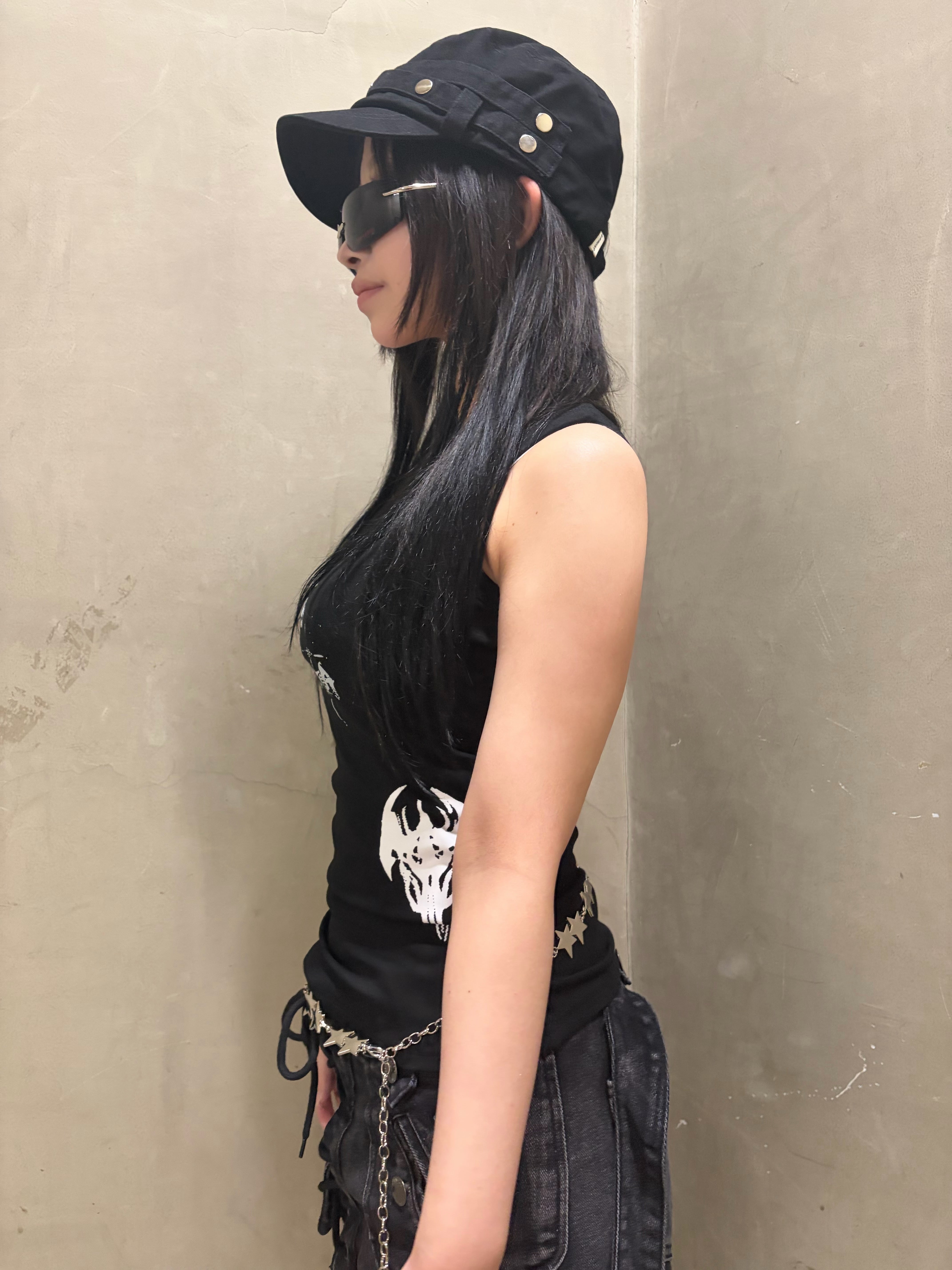 国際配送【Never mind the XU】slim fit studs sleeveless (2color)