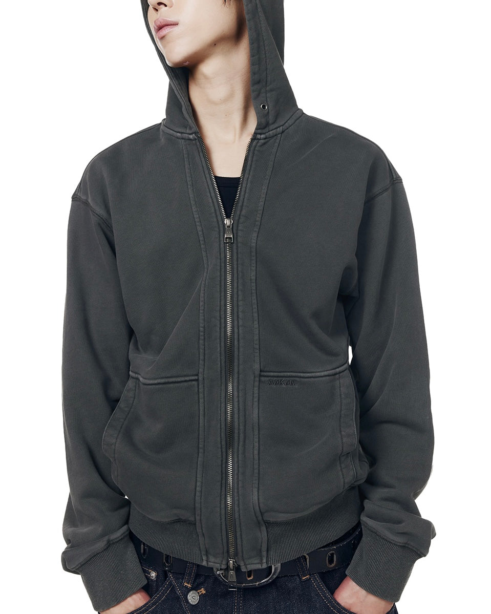 【AAKAM】Double Zippered Zip-Up Hoodie