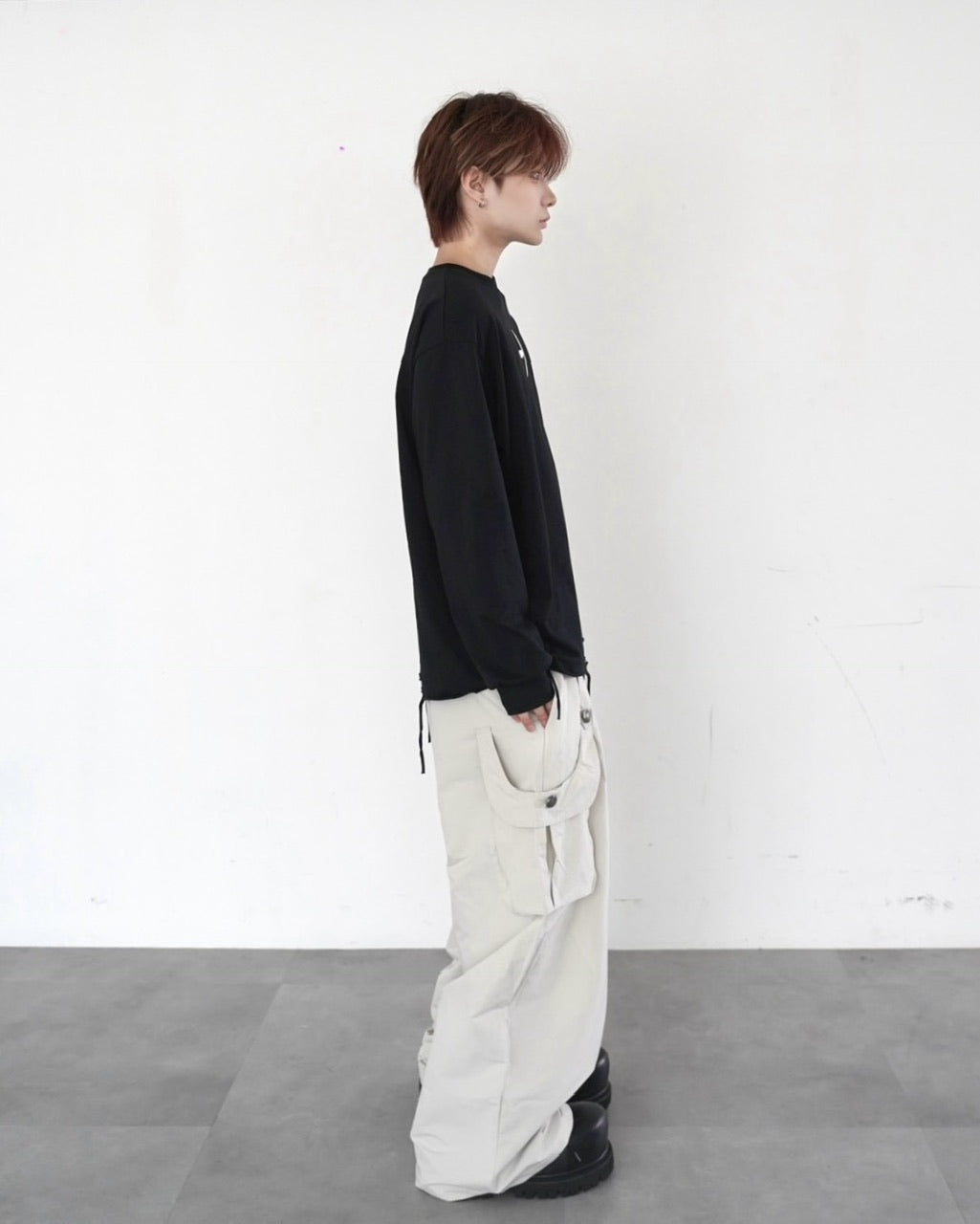 国際配送【LUV CODE】Royal button wide cargo pants