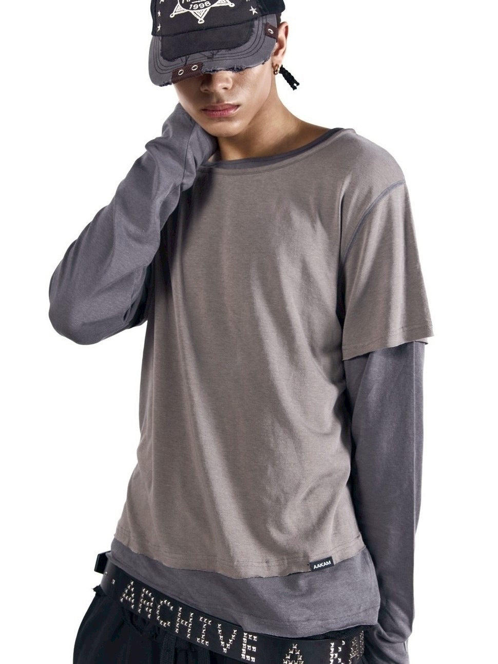 【AAKAM】Contrast Layered Long Sleeve