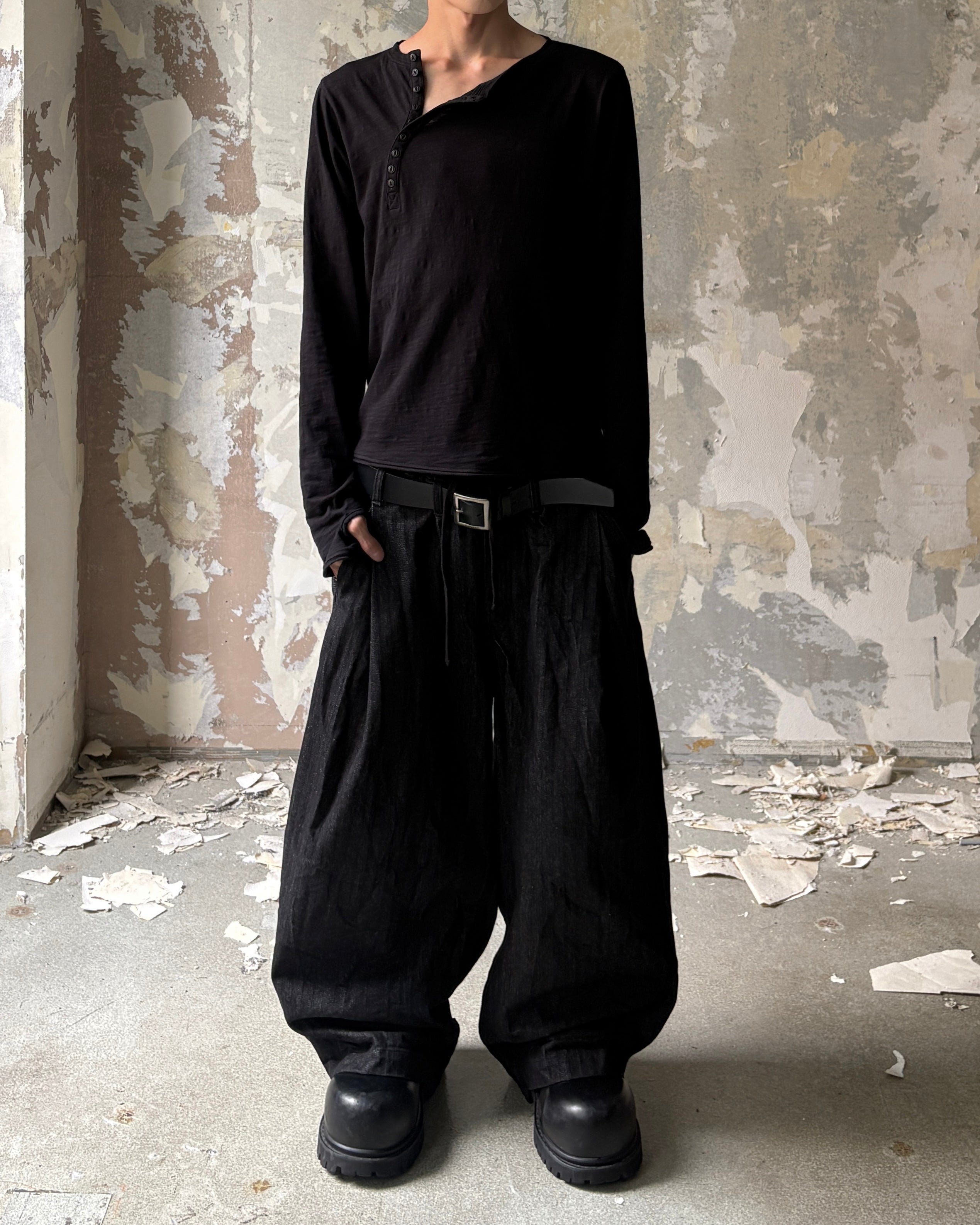 【Lee fi Ne】Offset Henley LS Tee