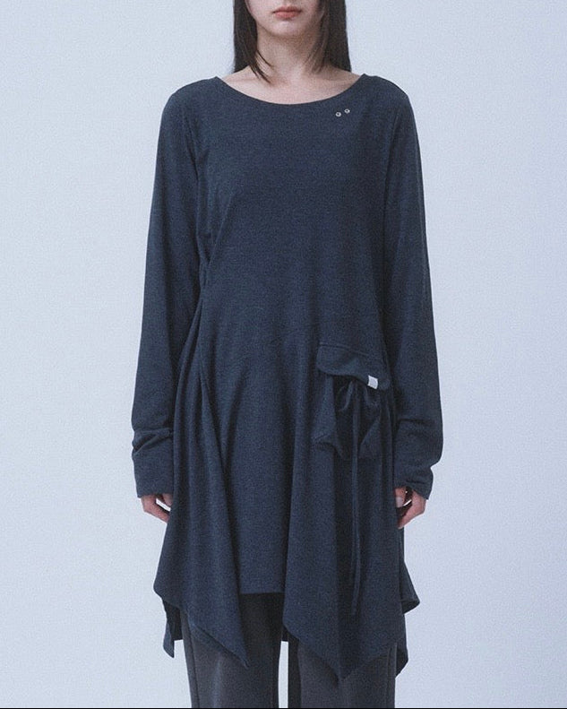 【TUOMIO】BOAT NECK JERSEY DRESS