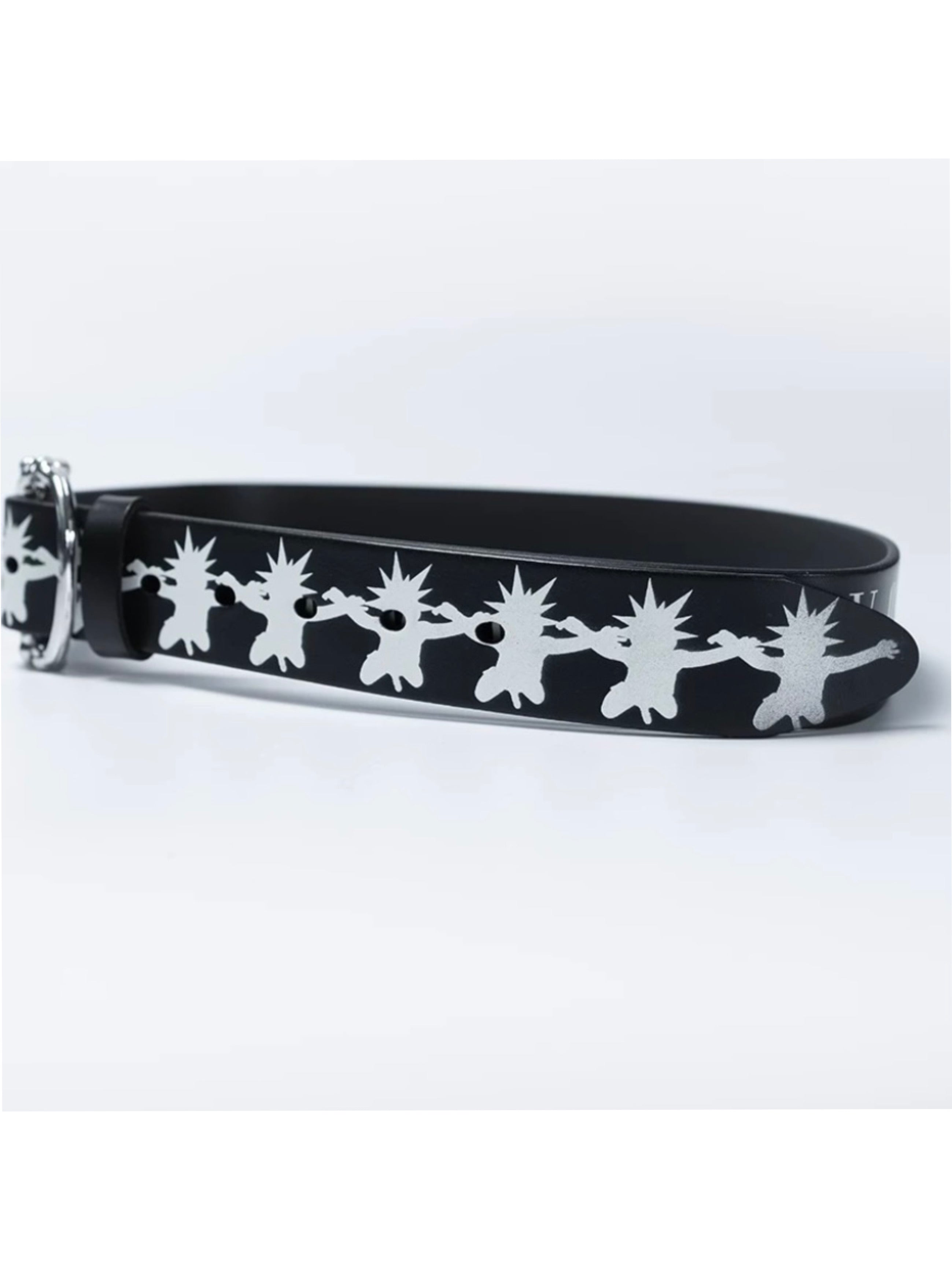 【F.V.V.O】Skull Kid Print Punk Leather Belt