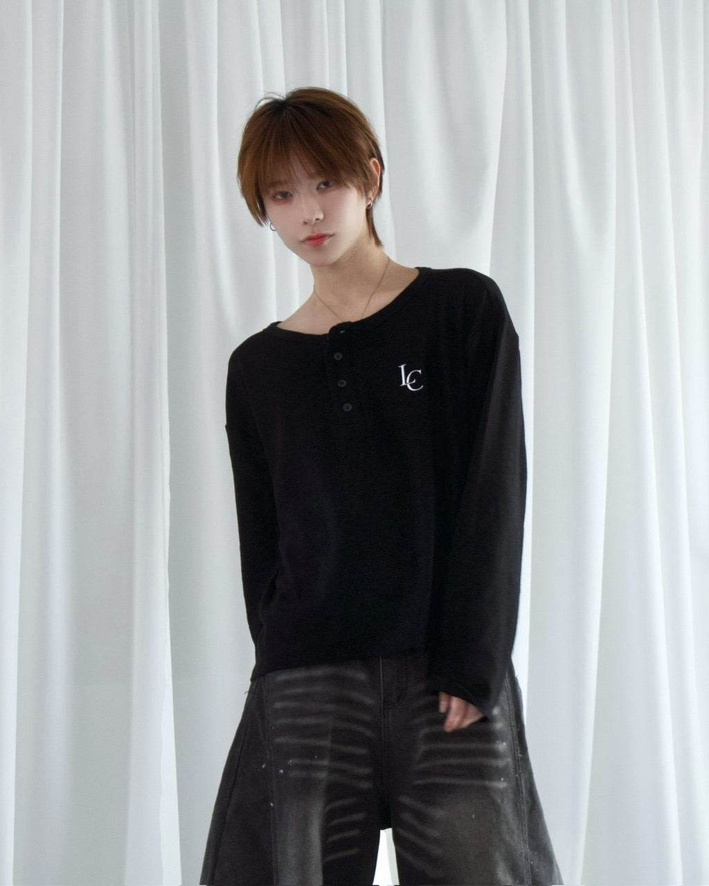 【LUV CODE】LC Button henley long sleeve tee (3color)