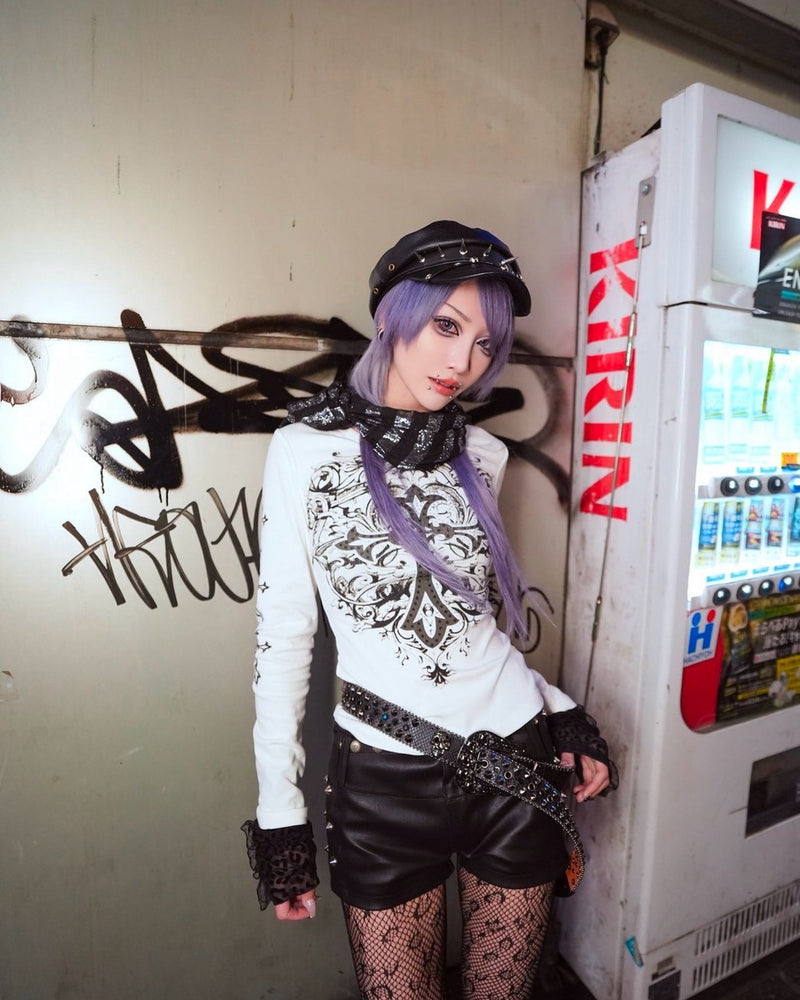 国際配送【BABY09】Studs PU Leather Micro Shorts