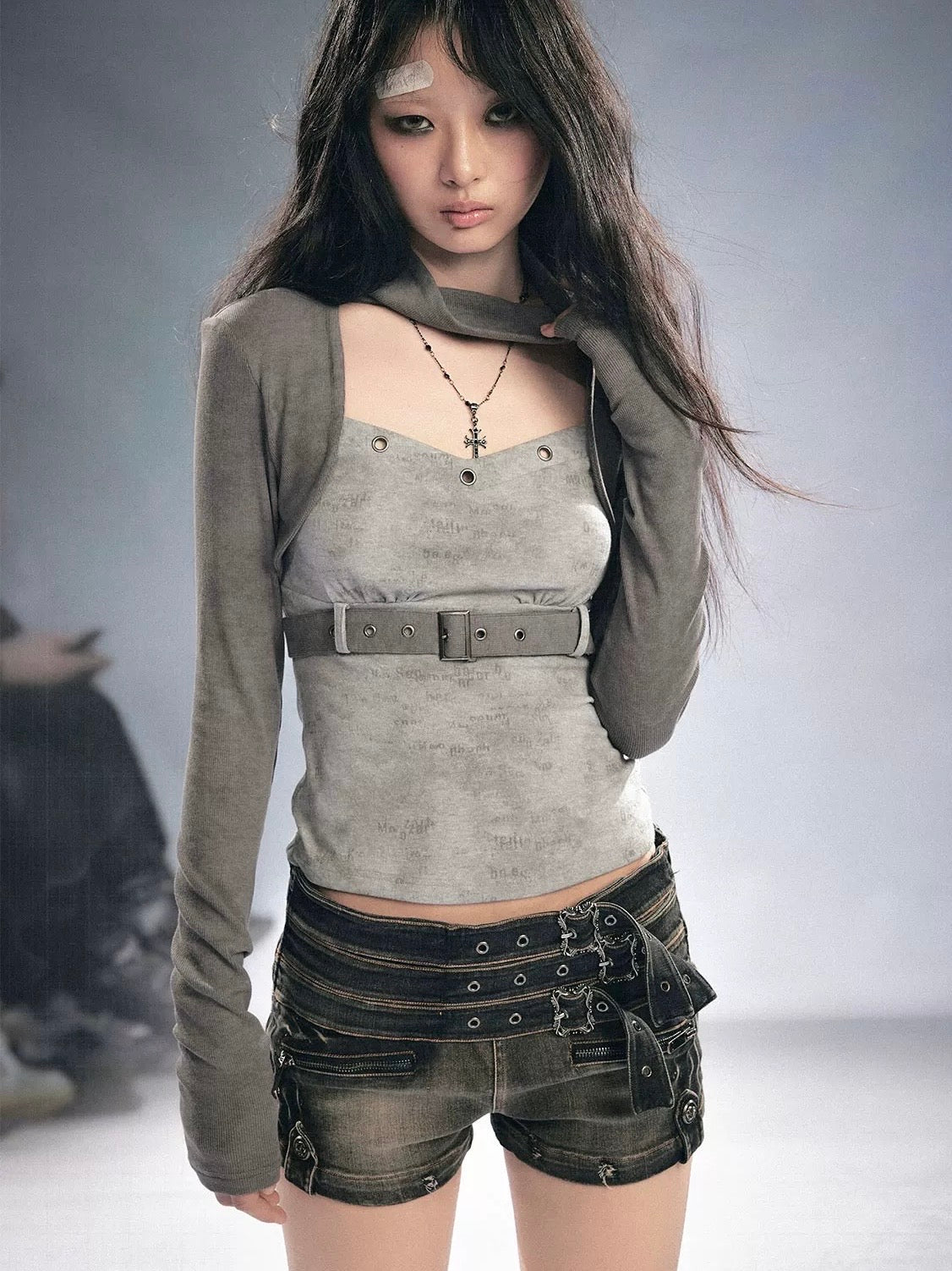 【Cest Nous】Gray Cowl Neck 
Top