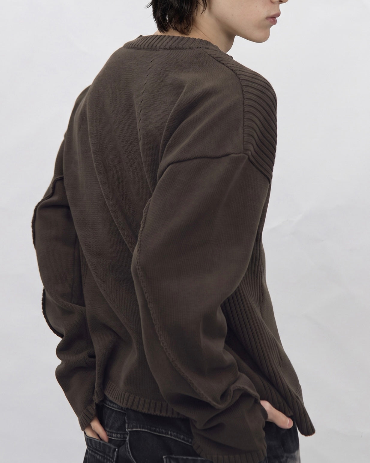 【BLR BLUER】Faded Vintage Henley Knit Sweater
