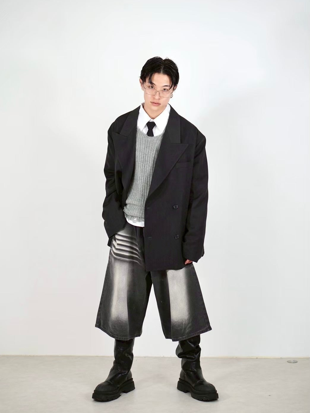 受注制【Chikashitsu +】8-length bermuda denim pants (2color)