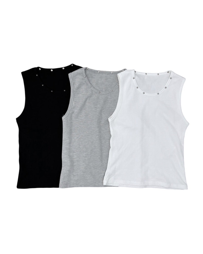 受注制【nmtc+】Studded Rib Tank Top (3color)