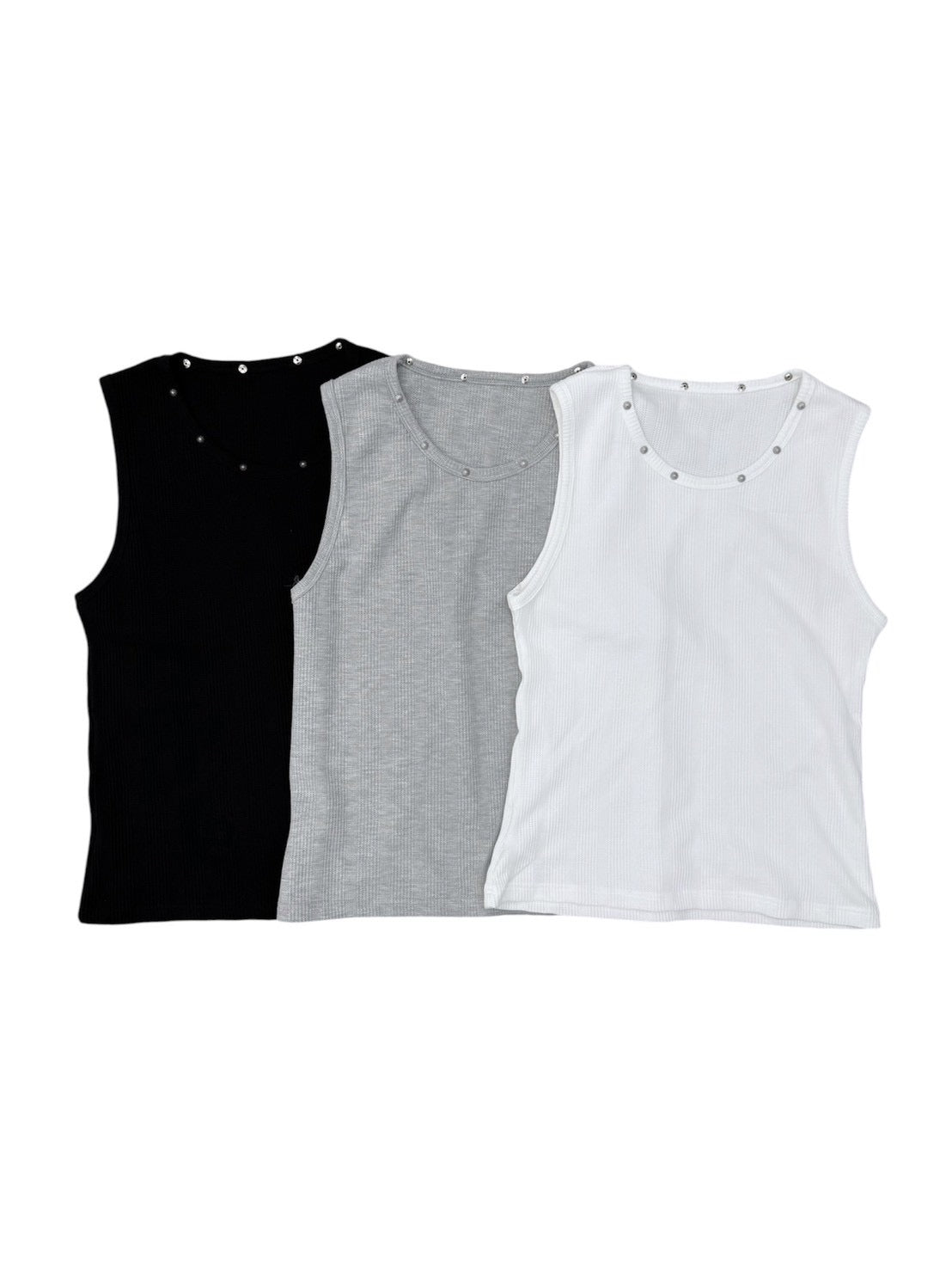 6/19 20:00発売 受注制【nmtc+】Studded Rib Tank Top (3color)