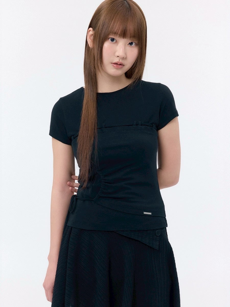 【Miseki seoul】String shirring short sleeve