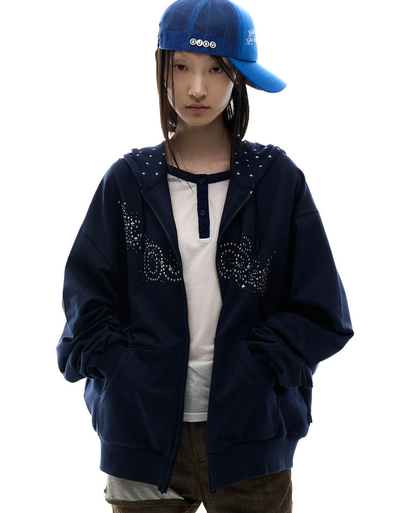 【OJOS】Hotfix Logo Hoodie Zip-up