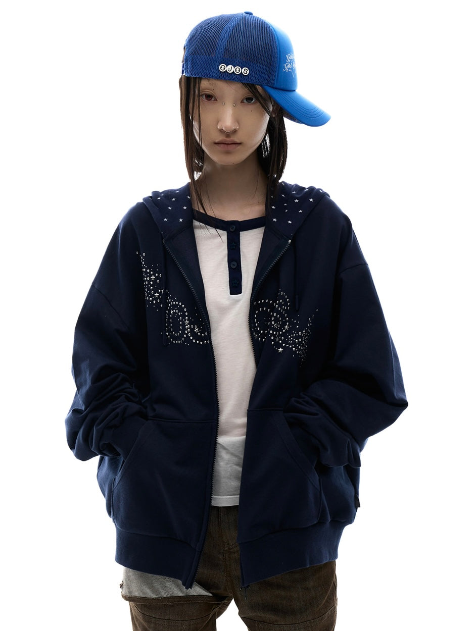 【OJOS】Hotfix Logo Hoodie Zip-up