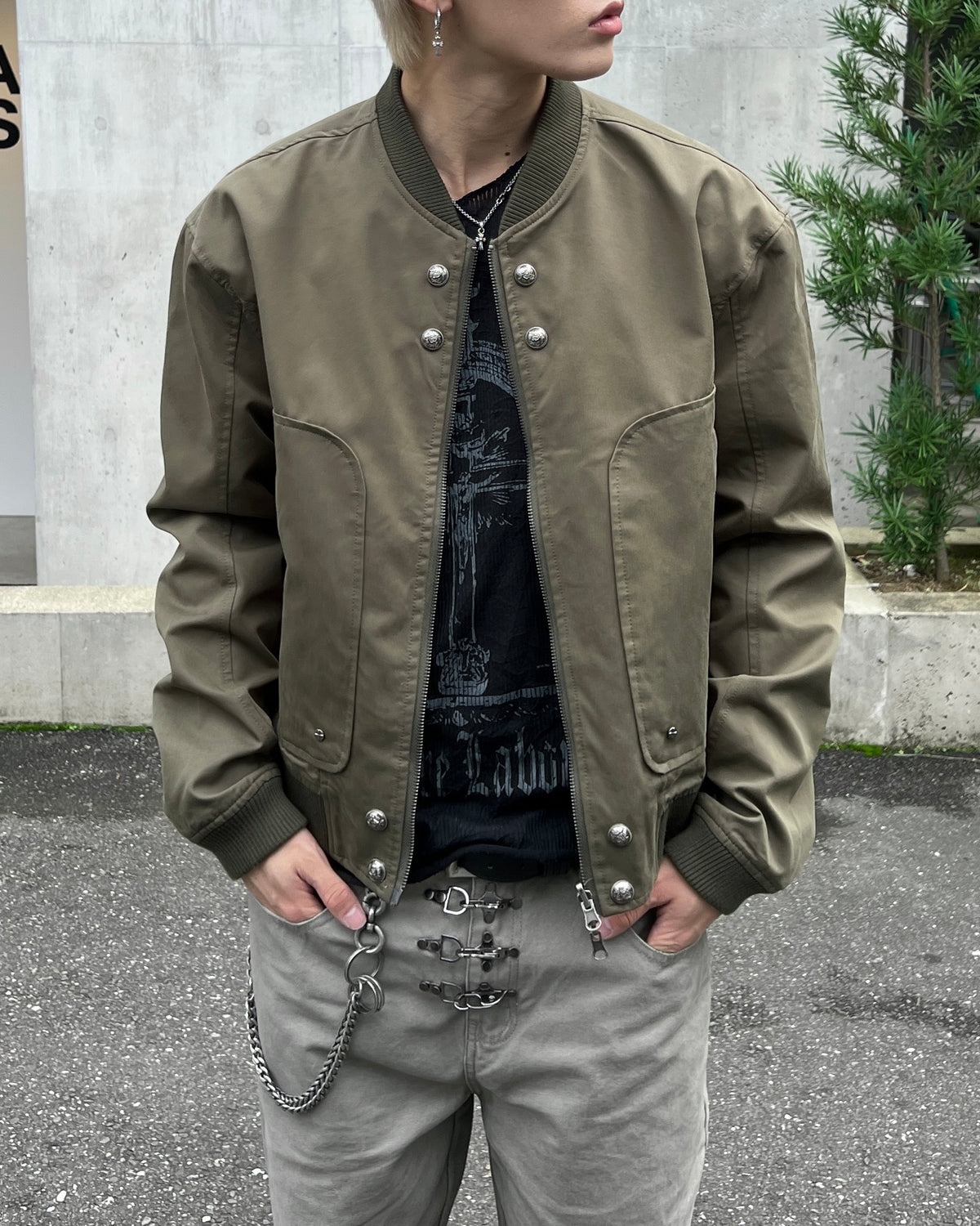 大阪店WEB限定受注制【Chikashitsu +】cropped heavy nylon MA-1 (2color)