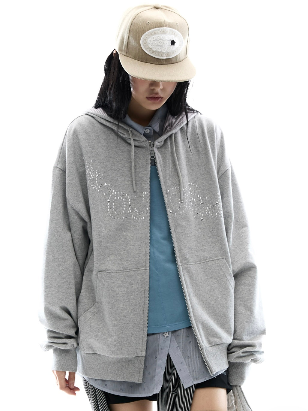 【OJOS】Hotfix Logo Hoodie Zip-up