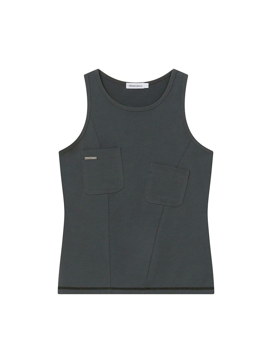 【Miseki seoul】Pocket pointed sleeveless