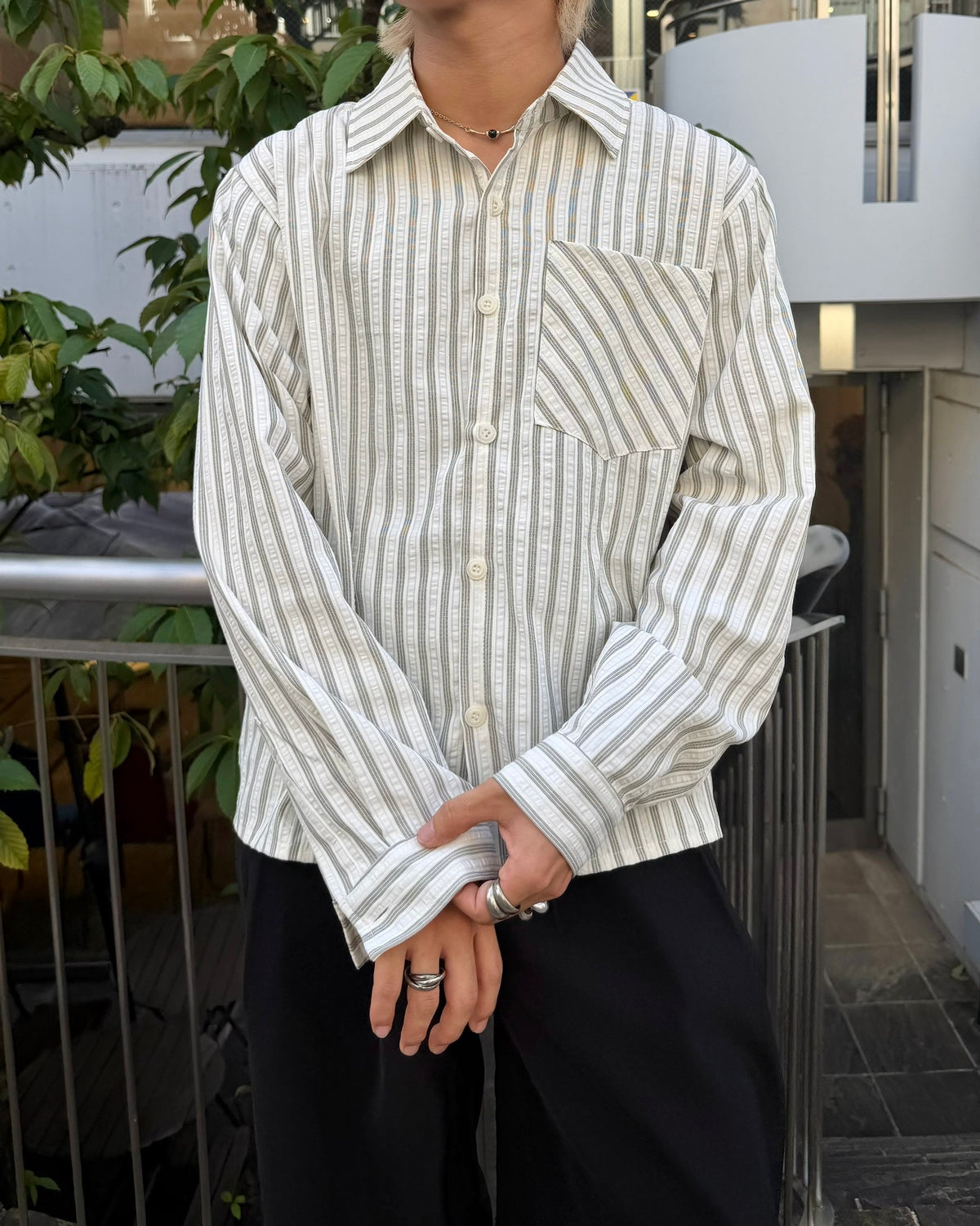 国際配送【RENOL】stripe boxy shirt