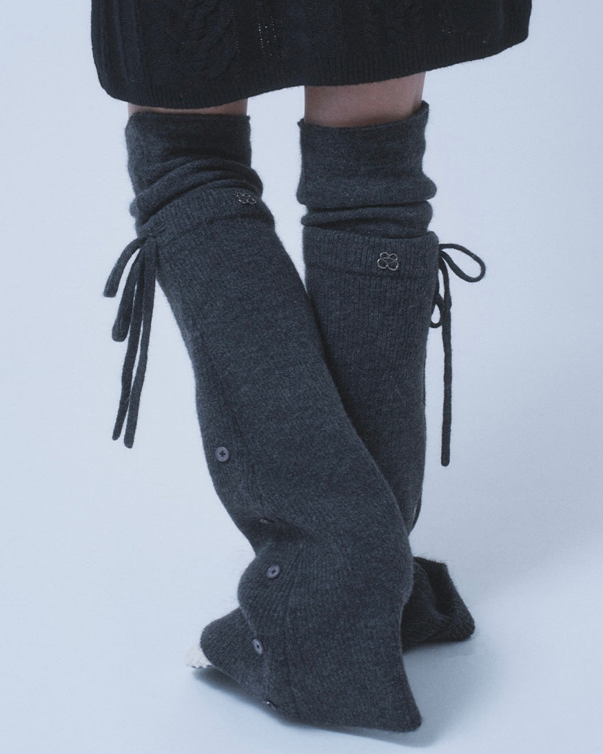 【TUOMIO】LAYERED KNIT LEG WARMER