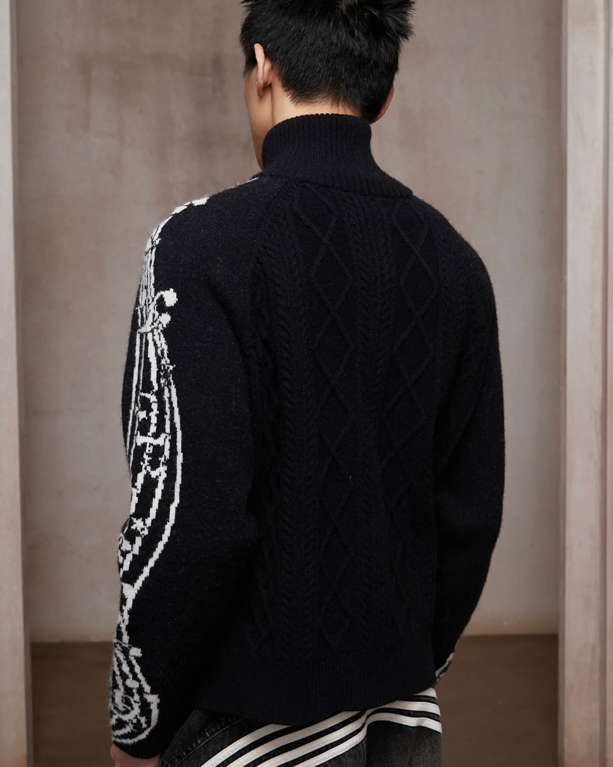 【DND4DES】Music Note Jacquard Knit Jacket