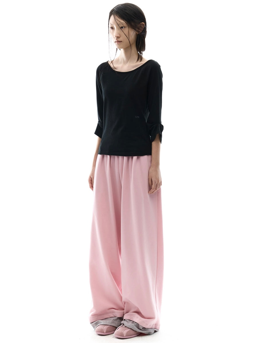 【OJOS】Hotfix Logo Wide Sweatpants
