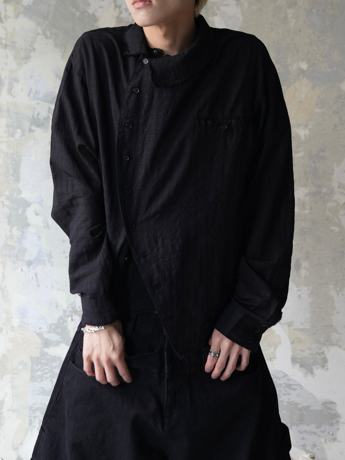 【Lee fi Ne】Offset Sheer Check Shirt