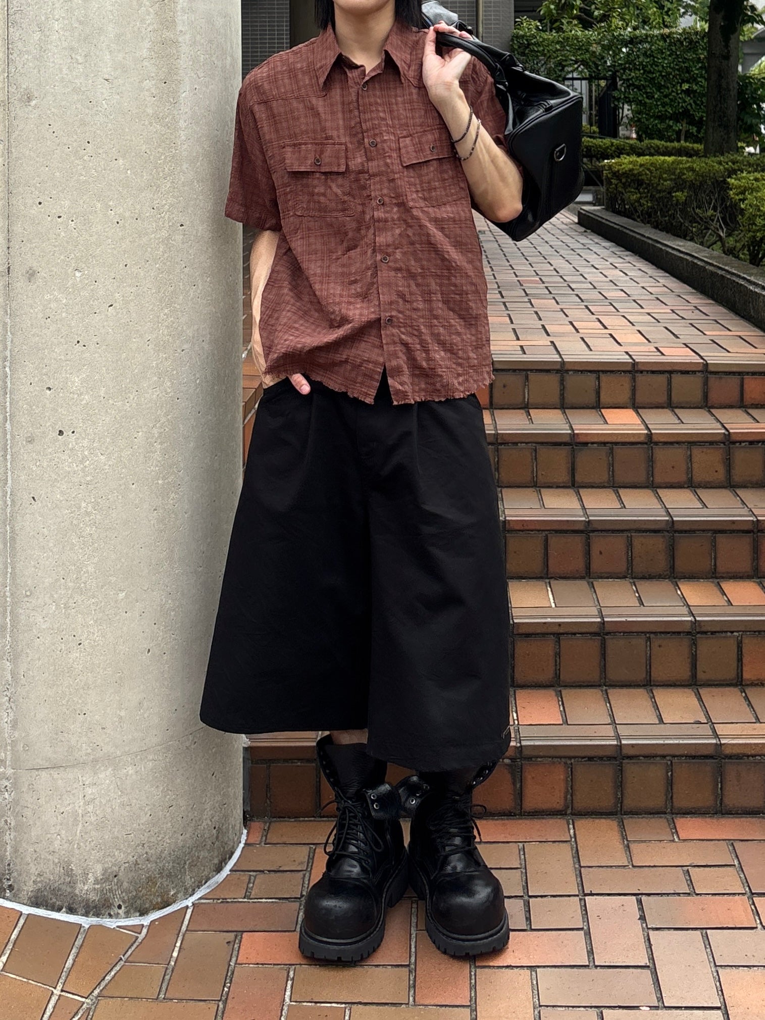 受注制【youll】Cut off half sleeve check shirt (3color)