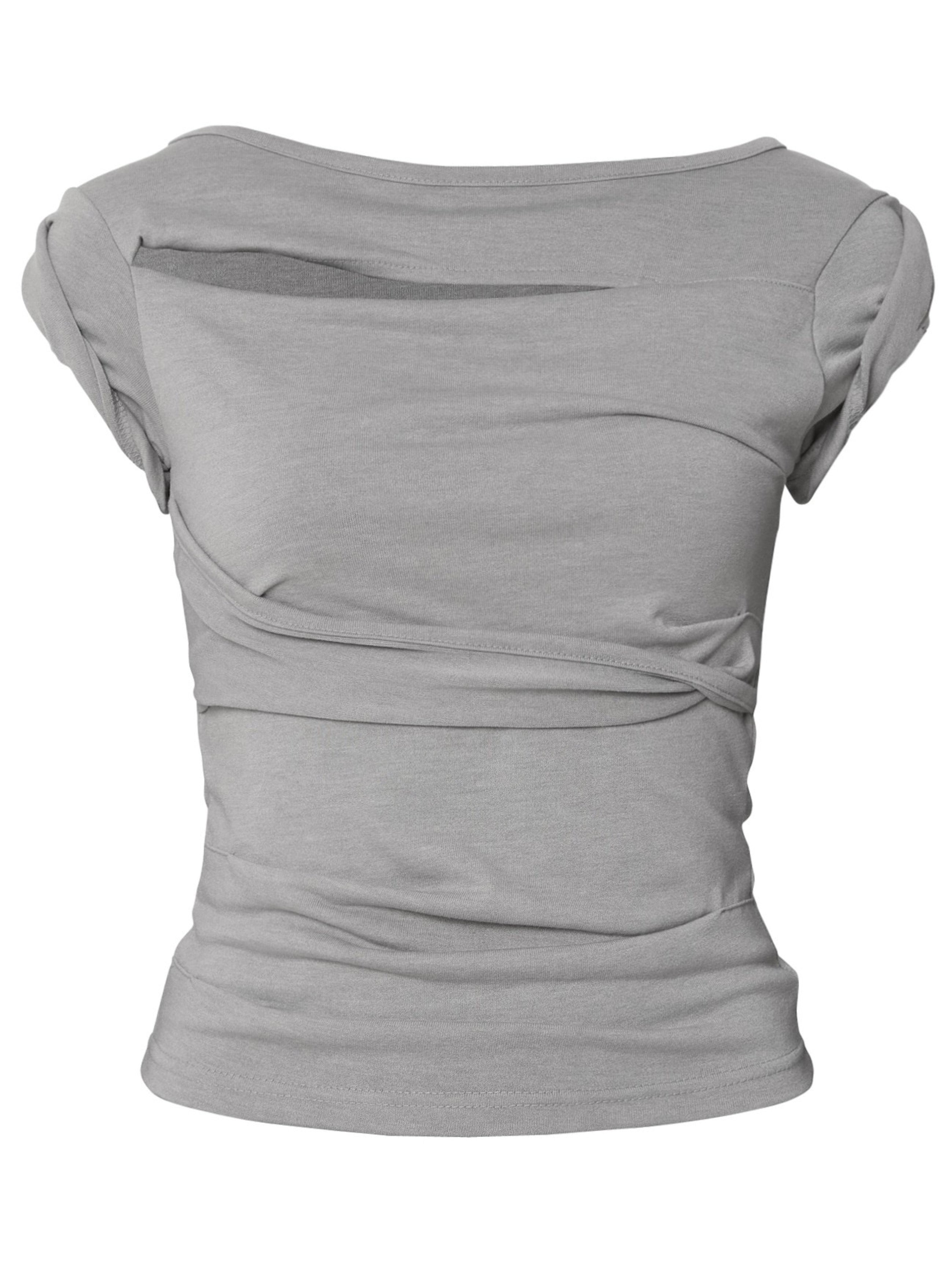 6/22 21:00発売【FLAREUP】Asymmetrical Draped Roll-Up T-Shirt