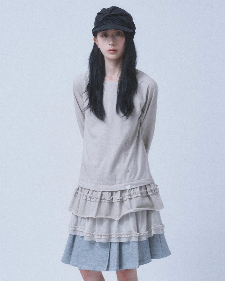 【TUOMIO】FRILL LAYERED LONG SLEEVE