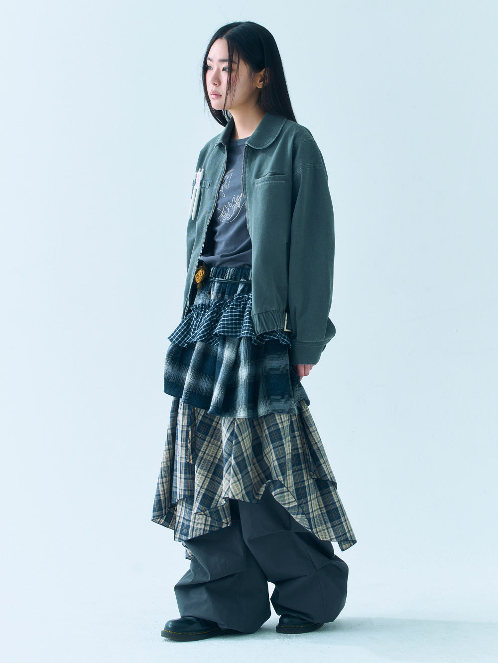 6/8 21:00発売【TUOMIO】MIXED TIERED SKIRT