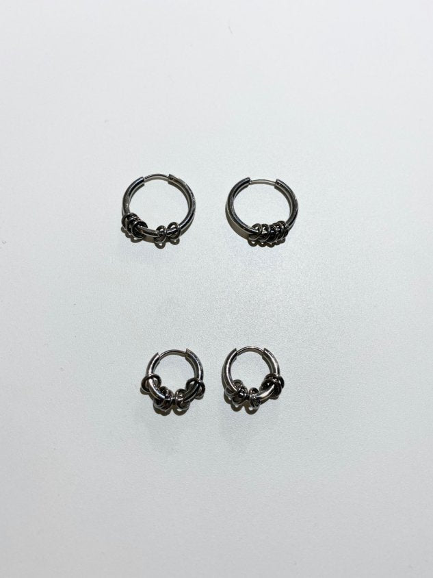 受注制【Chikashitsu +】design pierced earrings / 【チカシツプラス】デザインフープピアスシルバーピアス