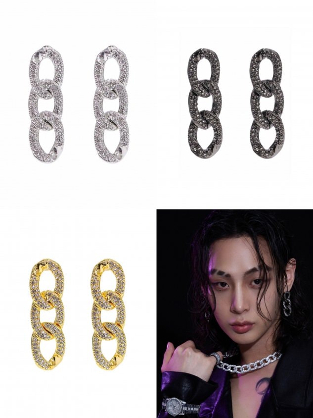 【BLACK PURPLE】PONDELL CUBIC CHAIN PIERCE
