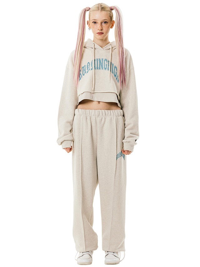 【running high】ARCH LOGO LAYERED CROP HOODIE