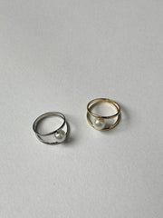 【Chikashitsu + 】pearl design ring (2color)