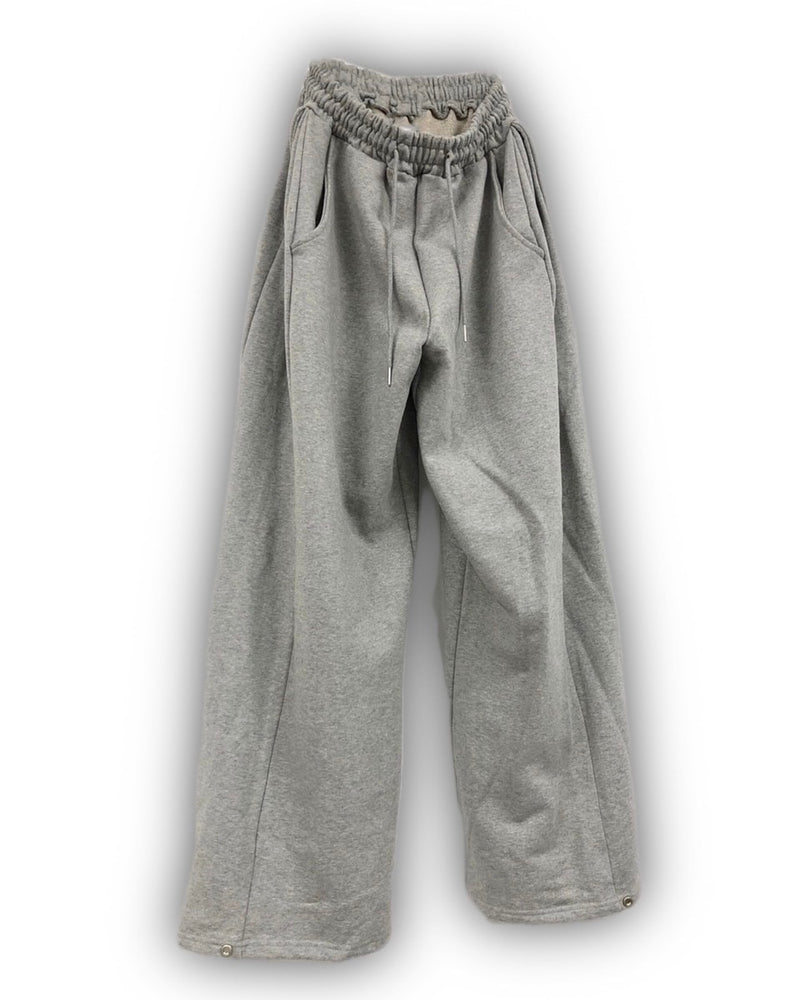 受注制【Never mind the XU】hem button sweat wide pants (2color)