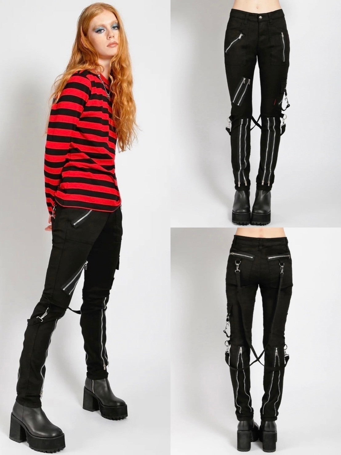 【TRIPP nyc】CLASSIC SLIM LEG BONDAGE PANT[IS674M] / 【トリップ エヌワイシー】クラシックボンテージジップデザインスリムパンツ