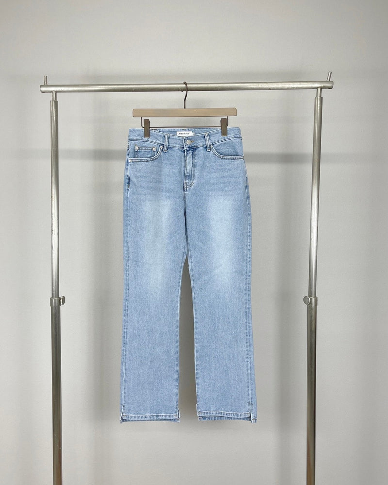 受注制【Chikashitsu +】side slit denim pants