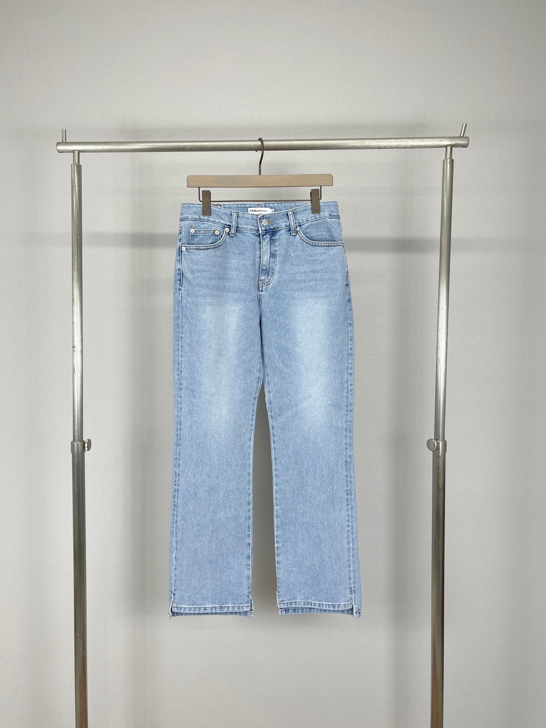 受注制【Chikashitsu +】side slit denim pants