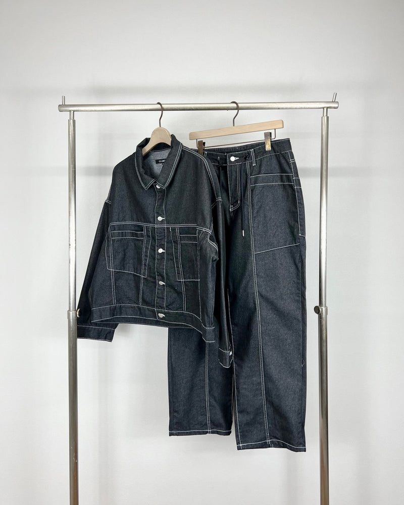 受注制【Chikashitsu +】set up stitch denim jacket