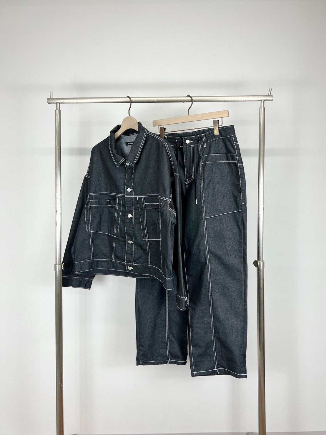 受注制【Chikashitsu +】set up stitch denim jacket