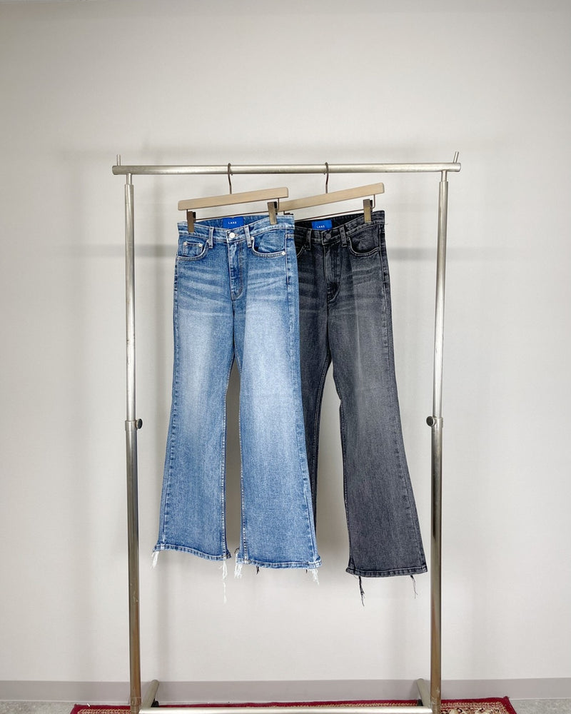 受注制【Chikashitsu +】flare damage denim pants (2color)