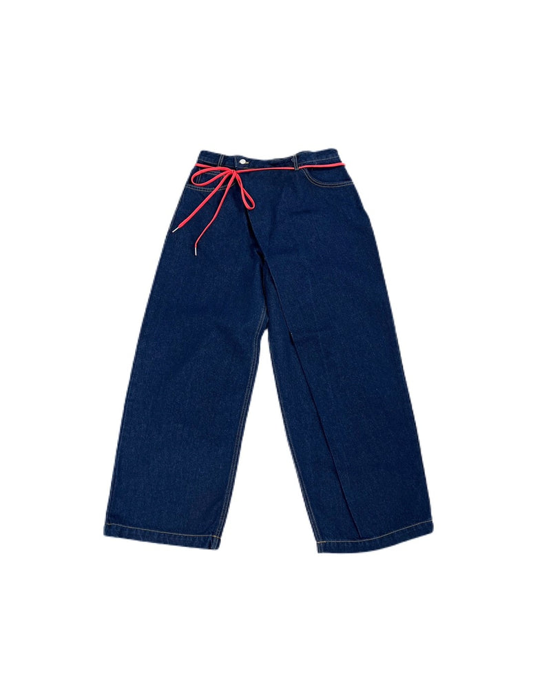 受注制【Chikashitsu +】high waist lap denim pants