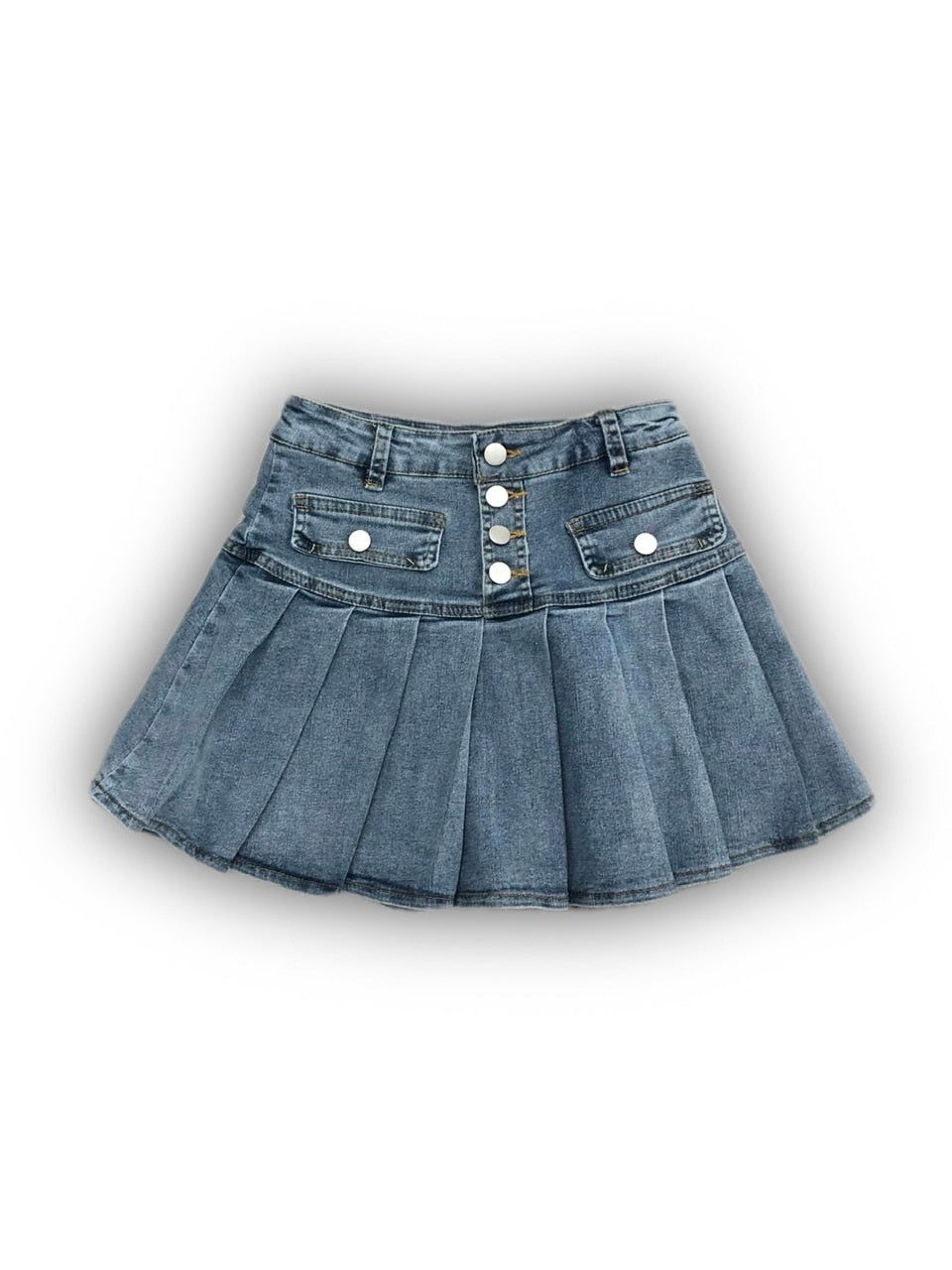 受注制【Never mind the XU】button pleats denim skirt (2color)