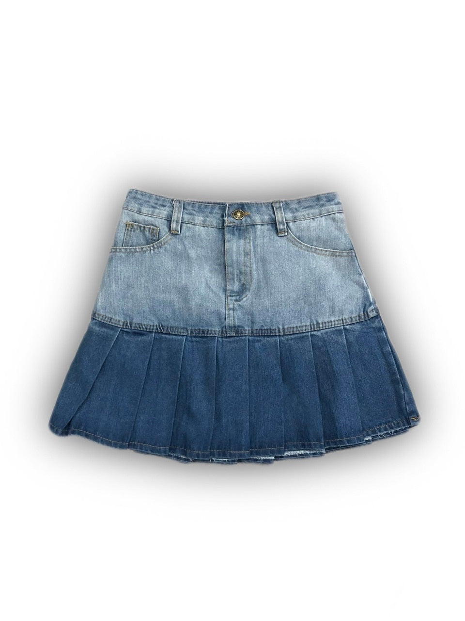 受注制【Never mind the XU】heart pocket pleats denim skirt (2color)