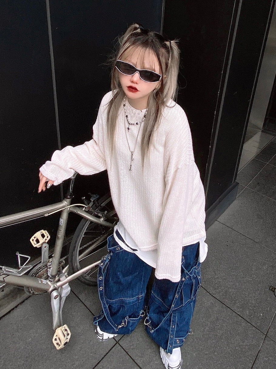 受注制【Never mind the XU】see-through knit (3color)