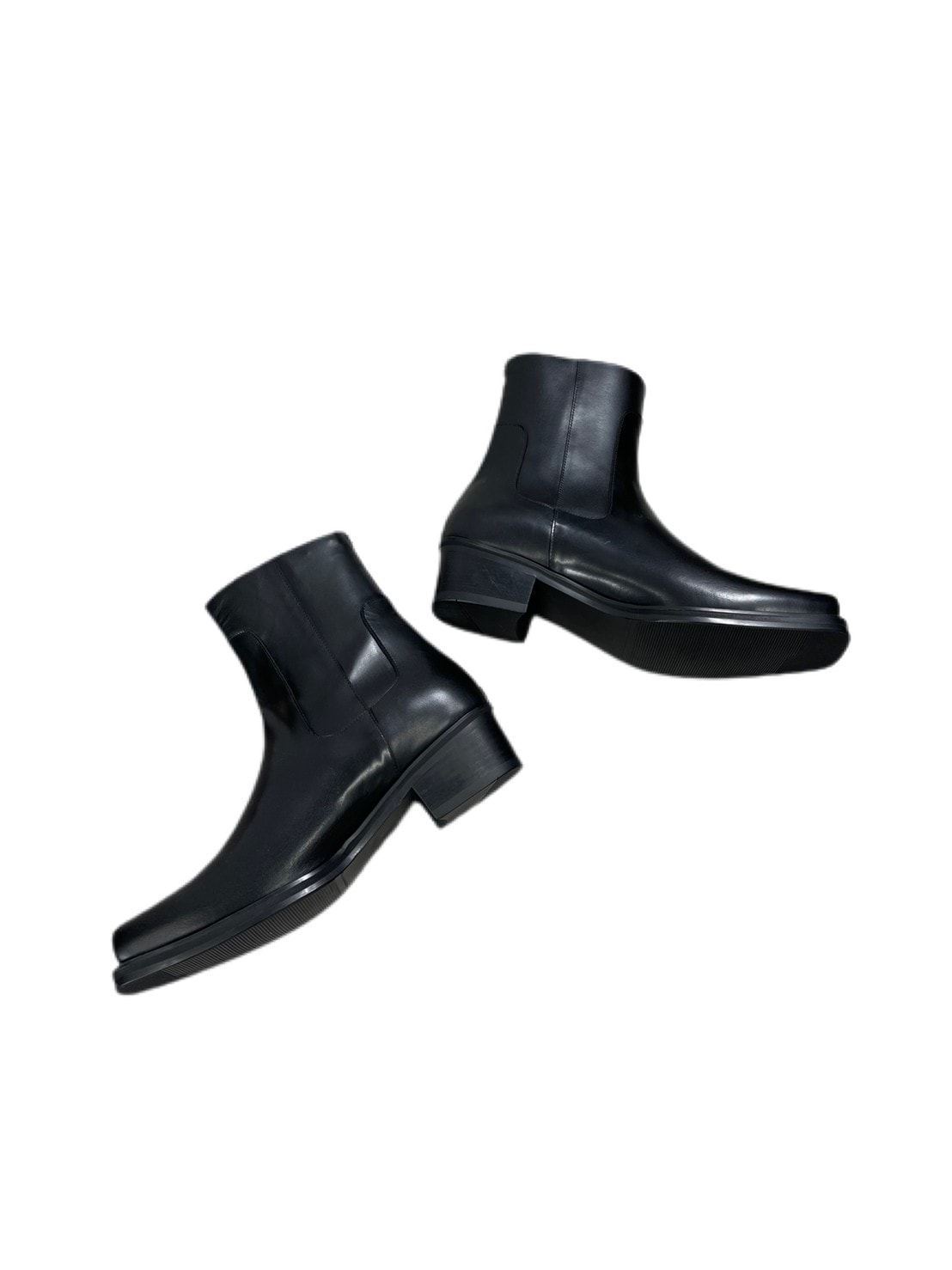 受注制【Chikashitsu +】square toe heel boots (2color)