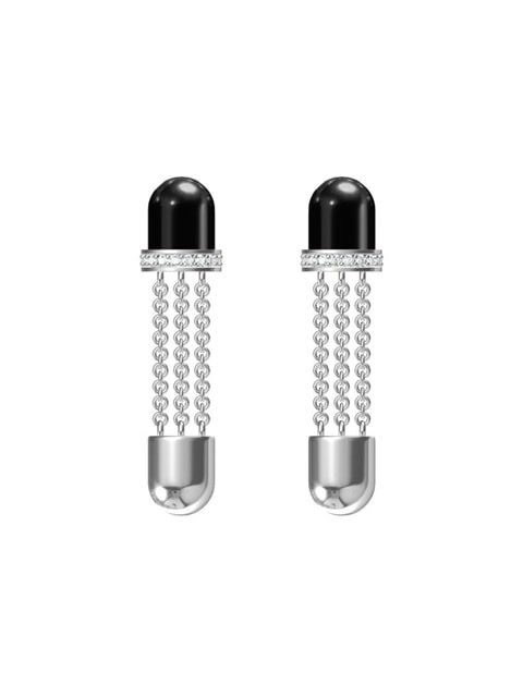 【LURS】 Diamond-encrusted deconstructed capsule stud earrings