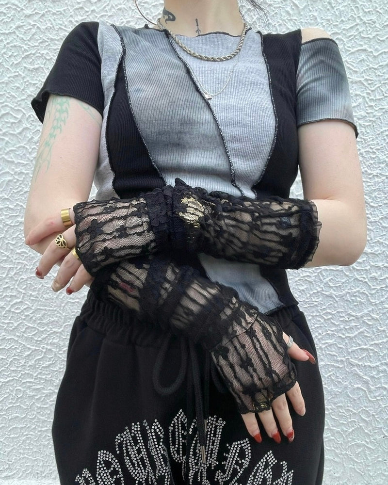 受注制【Never mind the XU】lace arm warmer